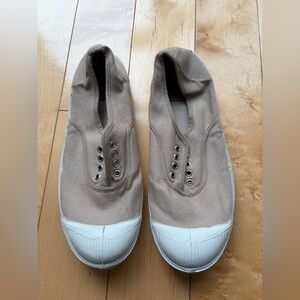 Bensimon Beige Canvas Slip-On Sneakers with White Sole | NWT